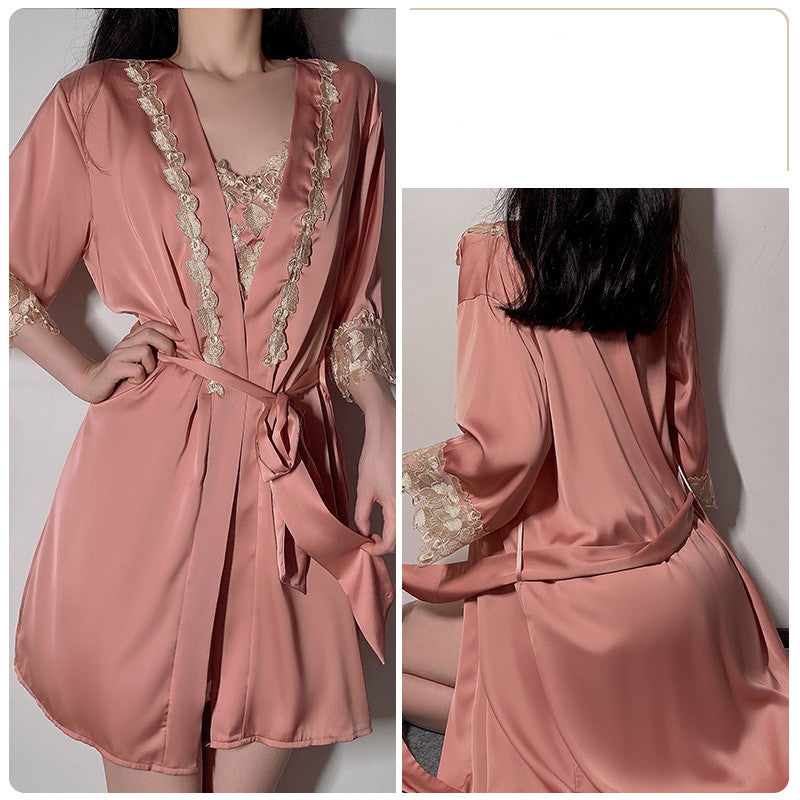 Satin Robe & Lace Set — colour option