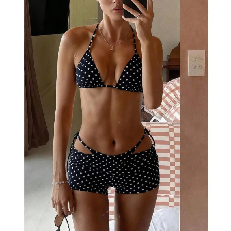 Polka-Dot 3-Piece Bikini Set