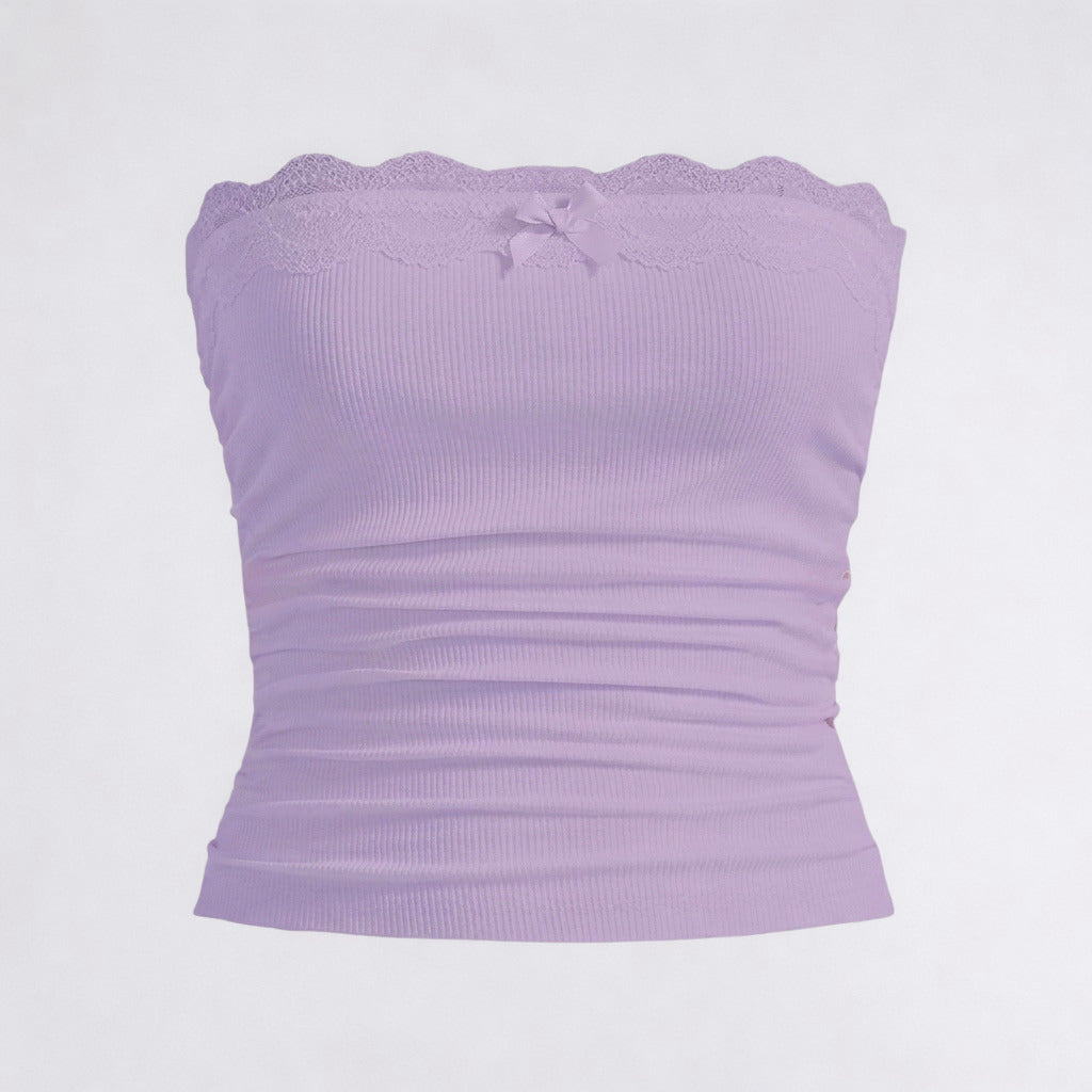 Lace-Trim Vintage Tubetop & Short