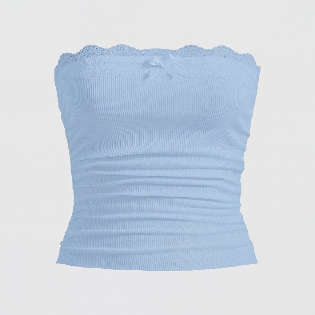 Lace-Trim Vintage Tubetop & Short